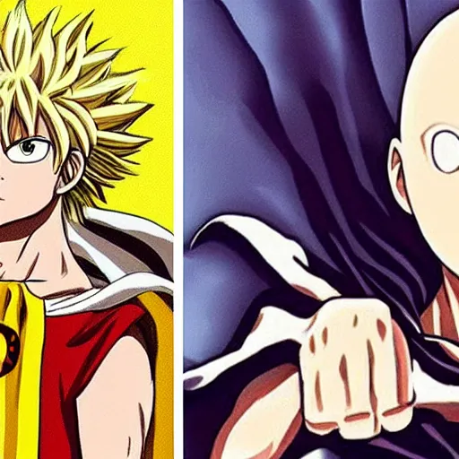 Prompt: saitama one punch man vs monalisa