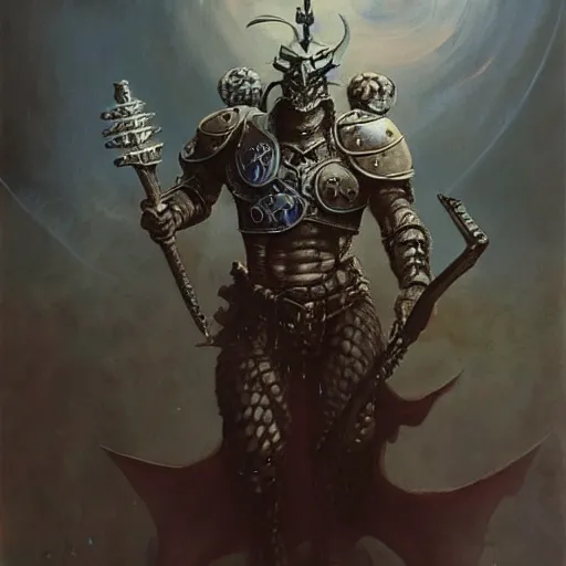 Image similar to ( ( ( half length portrait of armored githyanki warrior holding his silver sword, in the astral plane ) ) ), d & d, fantasy, medieval, greg rutkowski, frank frazetta, alexandre chaudret, boris vallejo, michael whelan, miro petrov, hr giger, magali villeneuve, donato giancola