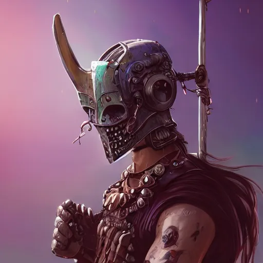 Image similar to cyberpunk viking helmet mask warrior goddess robot ninja fantasy, art gta 5 cover, official fanart behance hd artstation by jesper ejsing, by rhads, makoto shinkai and lois van baarle, ilya kuvshinov, ossdraws