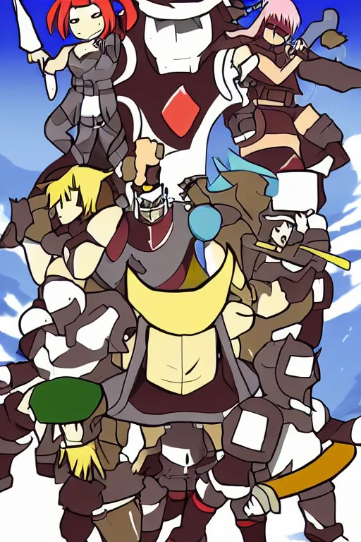 Prompt: castle crashers barbarian, anime art style