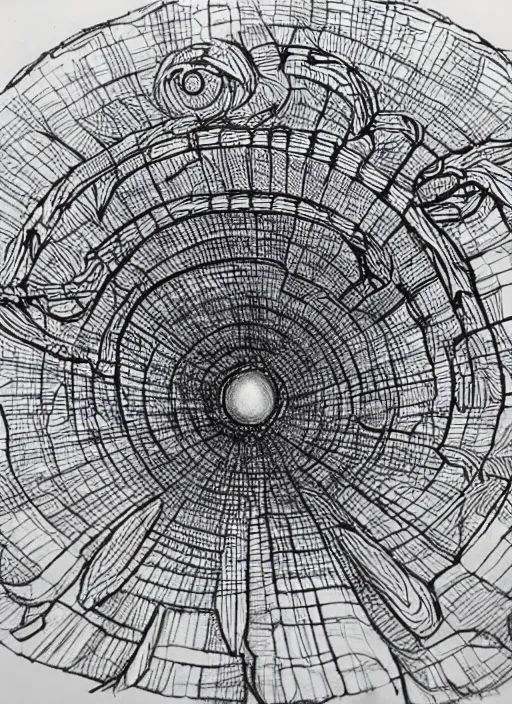 Prompt: a micron pen drawing of a wormhole, intricate