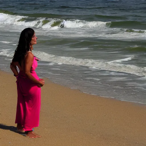 Prompt: woman on the beach in santa marta colombia full body