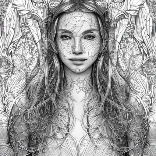 Image similar to a portrait of an incredibly beautiful, graceful, elegant, and sophisticated young blonde girl made of garlic, an ultrafine detailed illustration by james jean, intricate linework, bright colors, final fantasy, behance contest winner, vanitas, angular, altermodern, unreal engine 5 highly rendered, global illumination, radiant light, detailed and intricate environment