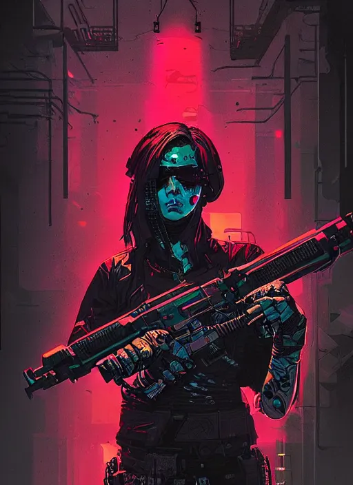 Prompt: cyberpunk cartel blackops assassin by josan gonzalez splash art graphic design color splash high contrasting art, fantasy, highly detailed, art by greg rutkowski