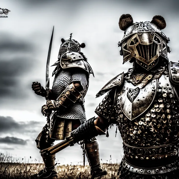 Image similar to photo of a warrior with metal bear themed armour, highly detailed, 4 k, hdr, smooth, sharp focus, high resolution, award - winning photo