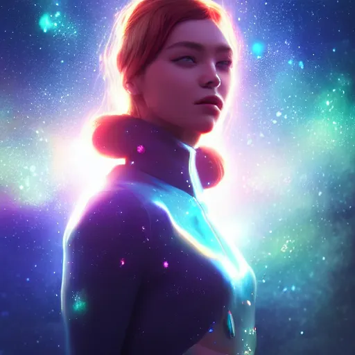 Image similar to beautiful girl galaxy background, portrait character concept style trending on artstation concept art detailed octane render cinematic photo-realistic 8k high detailed