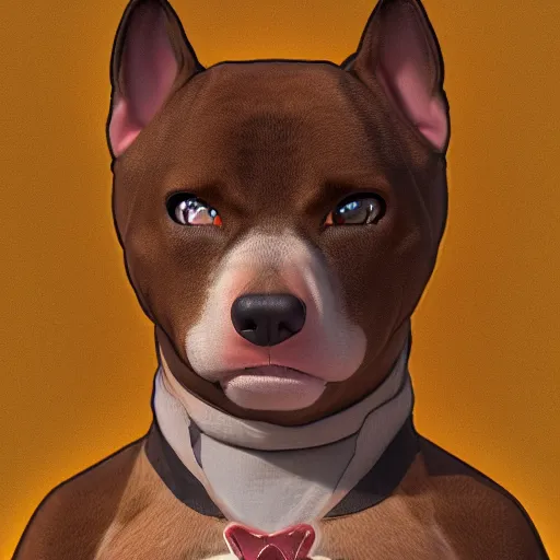 Prompt: a original sonic character based off of a brown pitbull, renaissance painting, digital art, furry, elegant, brown fur, pitbull, bulky, sonic oc, sonic forces style