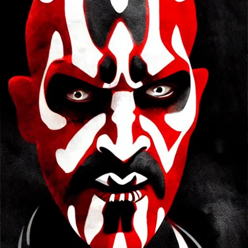 Image similar to a portrait of Darth Maul, floating in space, fully body posing, high quality character concept art, digital, trending