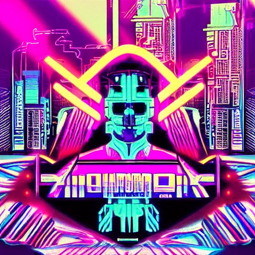 Image similar to mindblown synthwave cyberpunk