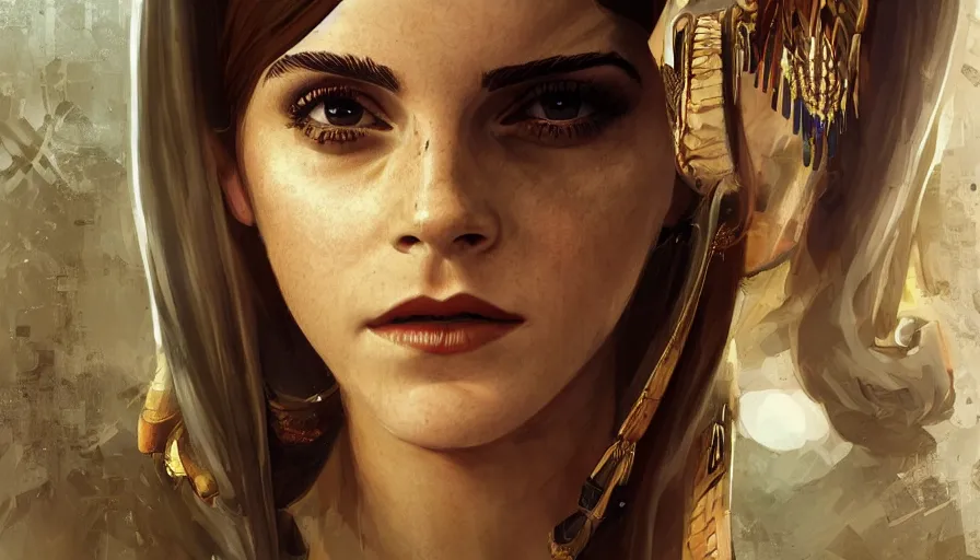 Prompt: Emma Watson is Cleopatra, hyperdetailed, artstation, cgsociety, 8k