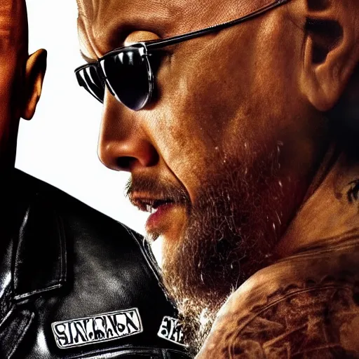 Image similar to dwayne johnson in sons of anarchy 4 k detailed