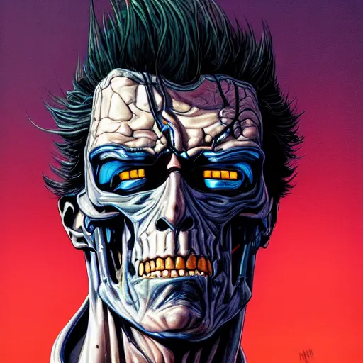 Prompt: terminator rick sanchez portrait by charles vess and james jean and erik jones and rhads, inspired by terminator, beautiful fine face features, intricate high details, sharp, ultradetailed