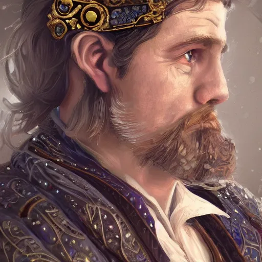 Image similar to Portrait of human bard named Lech Wałęsa, very beautiful, D&D, compound eyes, fantasy, intricate, elegant, highly detailed, digital painting, trending on artstation, concept art, smooth, sharp focus, RPG rulebook illustration, art by Tyler Jacobson