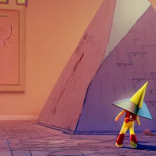 Image similar to silent hill's pyramid head in toy story, pixar style, cute colorful adorable, cgi render