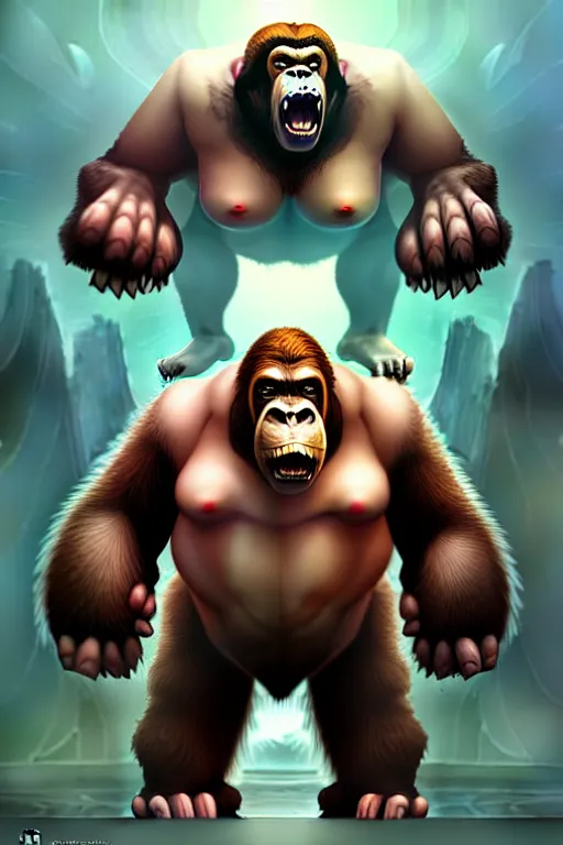 Image similar to isometric King Kong by Artgerm and WLOP, Pixiv