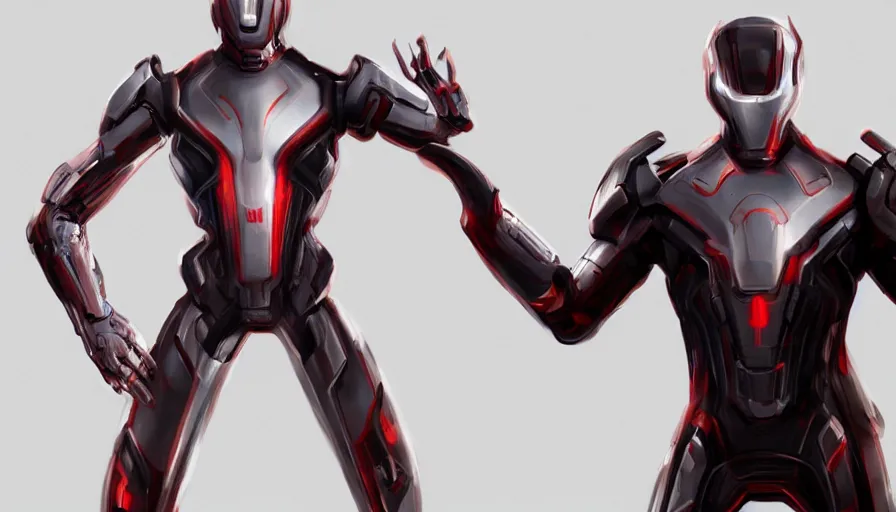 Image similar to concept art of elon musk as ultron by jama jurabaev, dynamic pose, trending on artstation, high quality, brush stroke, for aaa game