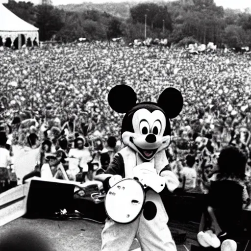 Image similar to mickey mouse performing at woodstock