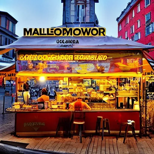 Image similar to malmo sweden kabob stand, golden hour award winning photography, artstation