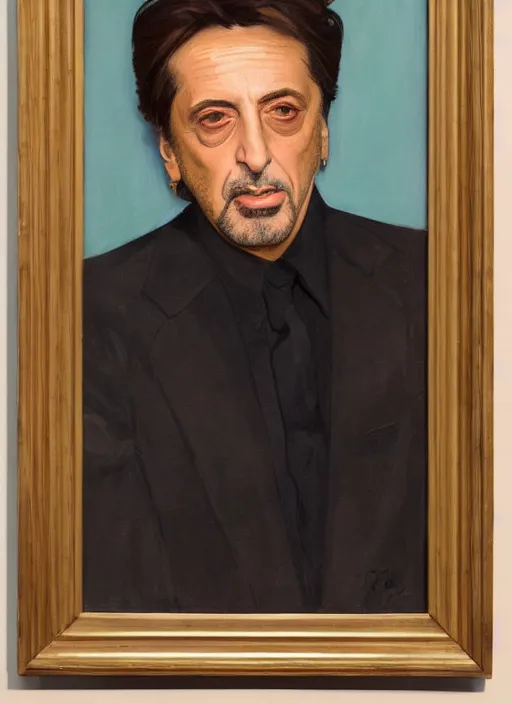 Image similar to a portrait painting of al pacino by john currin