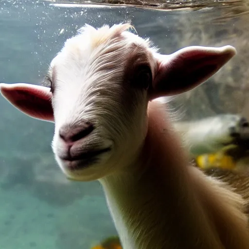 Prompt: underwater shot of a baby goat