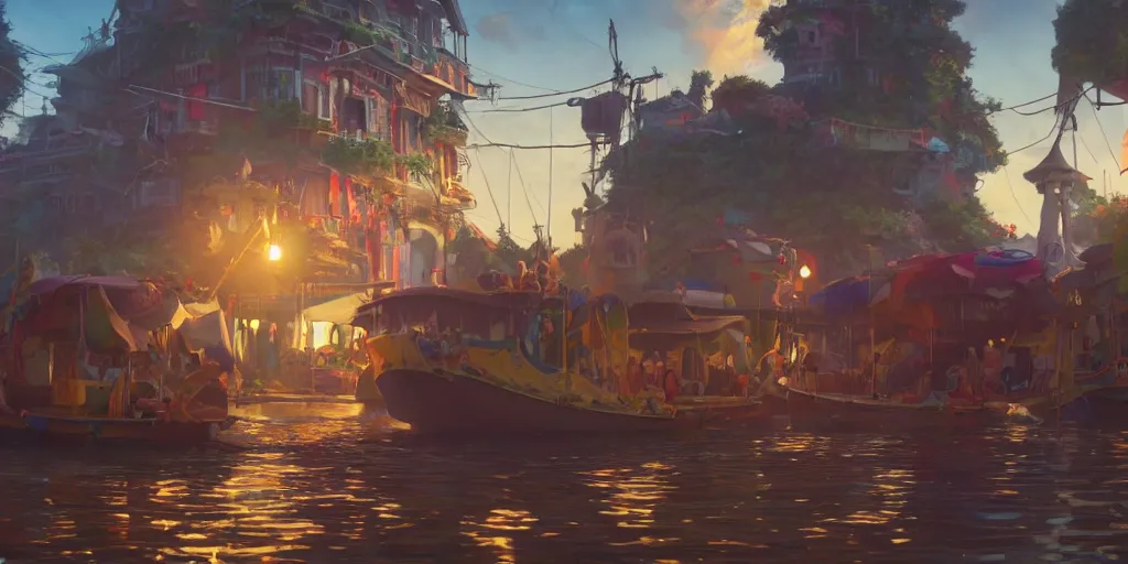 Image similar to a film still floats carnival, medium shot, waist up, studio ghibli, pixar and disney animation, sharp, rendered in unreal engine 5, anime key art by greg rutkowski, bloom, dramatic lighting