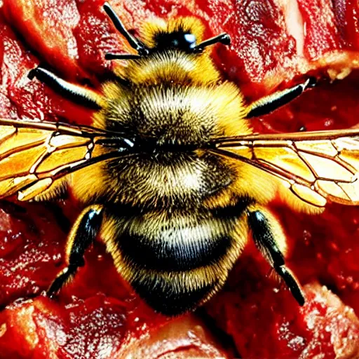 Image similar to bee made of meat 4 k