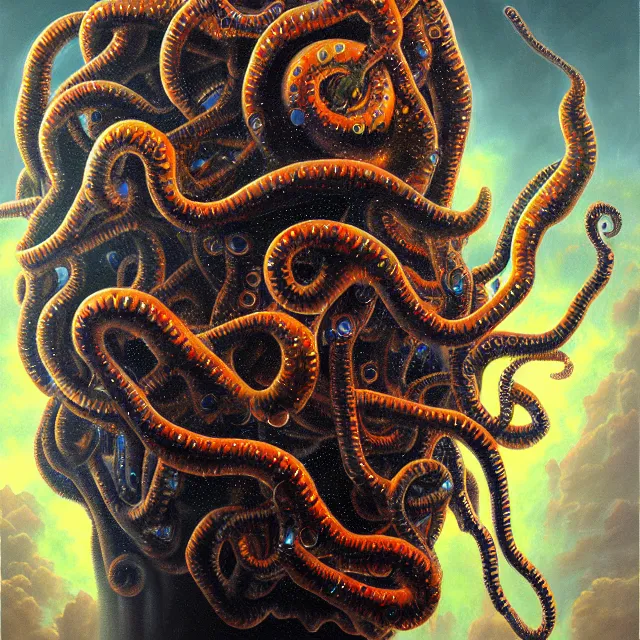 Image similar to an oil on canvas portrait painting, polycount, surrealism, surrealist, lovecraftian, cosmic horror, high detail