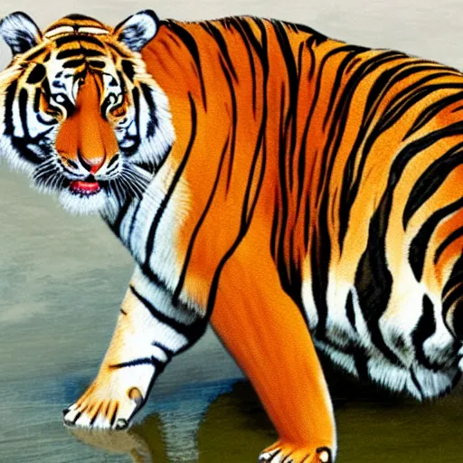 Image similar to a tiger with crocodile skin