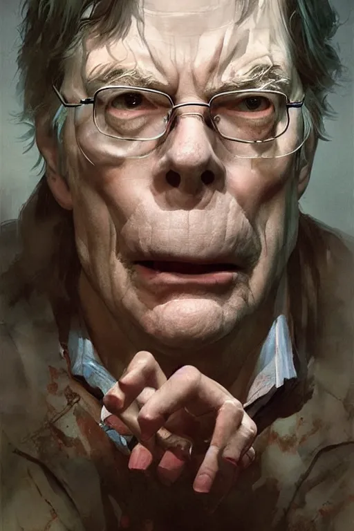 Image similar to Portrait of stephen king as hillbilly intricate, highly detailed, smooth, artstation, digital illustration by Ruan Jia and Mandy Jurgens and Artgerm and Wayne Barlowe and Greg Rutkowski and Zdislav Beksinski