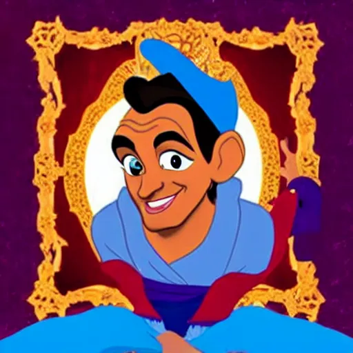 Image similar to aladdin genie with kanye west face