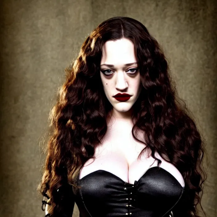 Image similar to full body photograph of kat dennings as a vampire queen. Extremely detailed. 8k