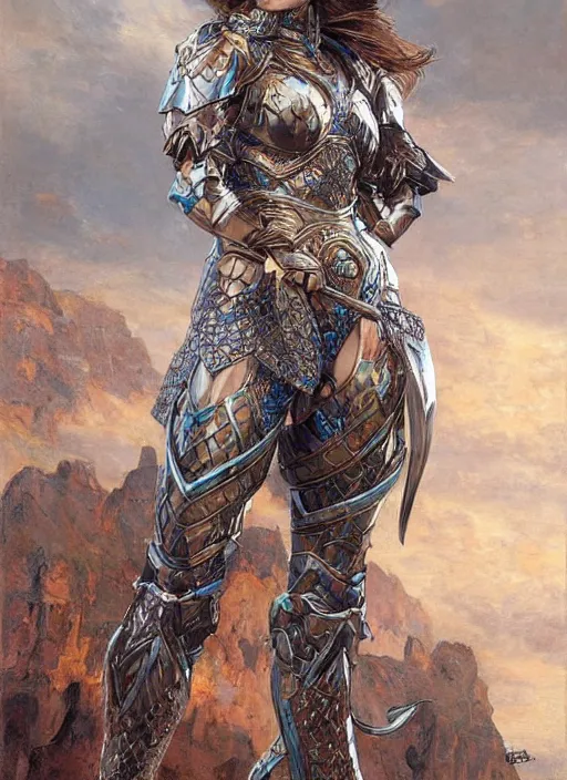 bikini armor female knight, brave, vibrant, fantasy