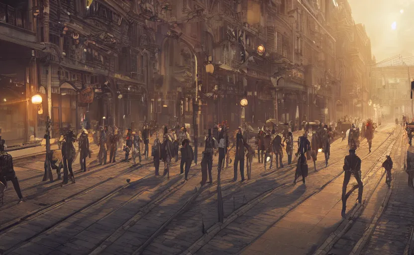 Prompt: professional photo of a steampunk city, utopia, pedestrians!, mechs roaming the streets, 3d render, Unreal Engine, octane render, ray tracing, Unity, highly detailed, high quality, HD, 4k, 8k, realistic, sharp, trending