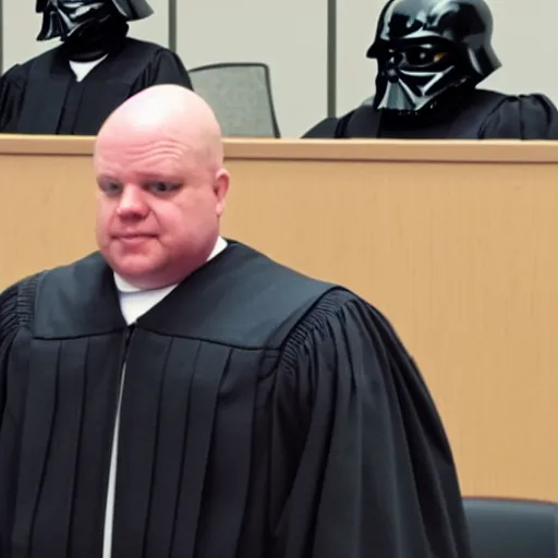 Image similar to dave vader in court working as judge