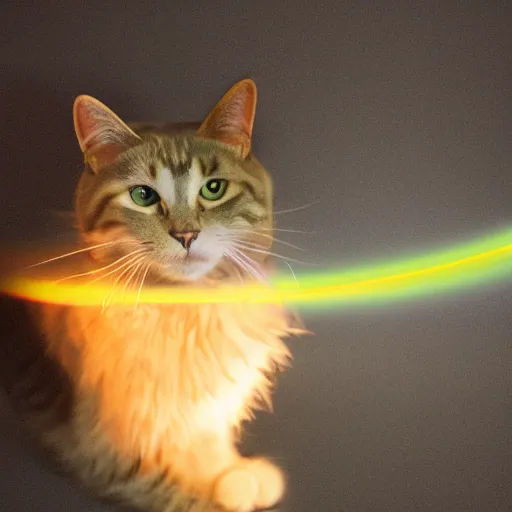 Prompt: a cat with a glowing aura, outline of glowing light