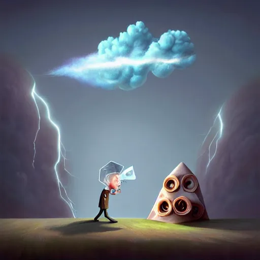 Image similar to Sheldon cooper failed experiment Funny cartoonish, sheldon cooper mad scientist cartoonish, lightnings and smoke, by Gediminas Pranckevicius H 704