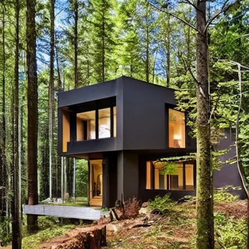 Image similar to a modern ecofriendly house in the woods