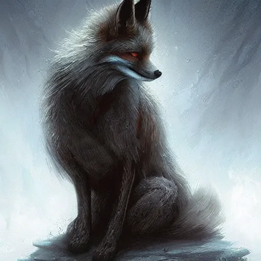 Image similar to a fox, dark fantasy art, epic fantasy art