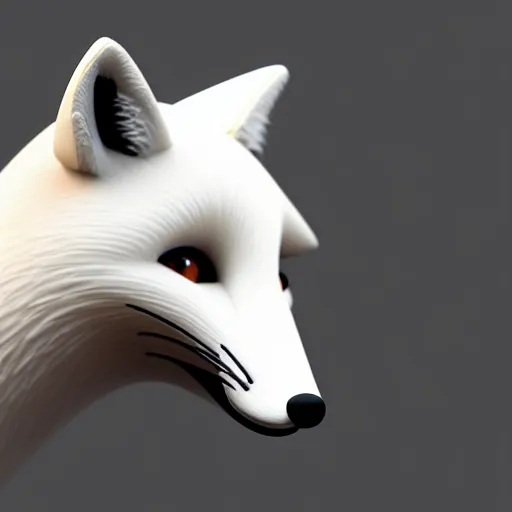 Image similar to an abstract, simplified icon depicting a fox's head, eyes open, white background, elegant, award-winning, clever, render, blender, 3d, high quality, app, ios