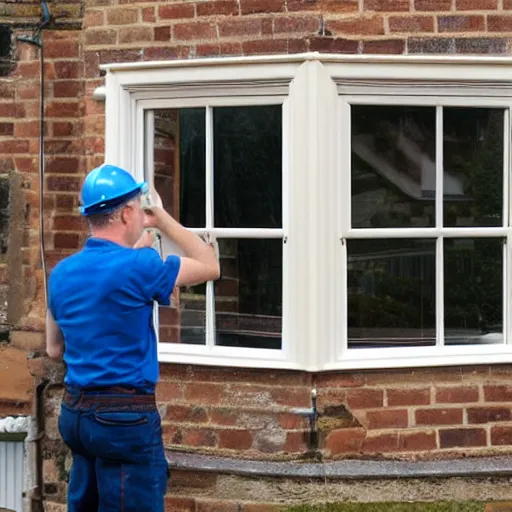 Image similar to builders inspecting and discussing single sash window