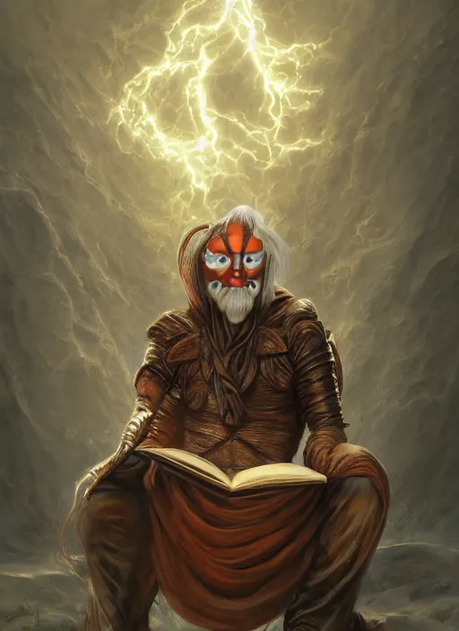 Image similar to Magic Floating Thespian Mask reading a book, no body, bodyless, Ivan Aivakovsky, Boris Vallejo, epic fantasy character art, D&D Concept Art, full length, Realistic, Regal, Refined, Detailed Digital Art, Oil Paining, Exquisite detail, post-processing, masterpiece, Cinematic Lighting, Unreal Engine, 8k, HD, Stanley Artgerm Lau, WLOP, Rossdraws, Frank Frazetta, Andrei Riabovitchev, Marc Simonetti, trending on artstation