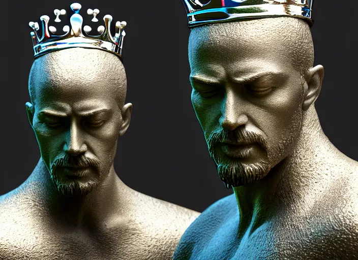 Image similar to king statue chrome reflect, highly detailed, 4 k, hdr, award - winning, octane render, artstation