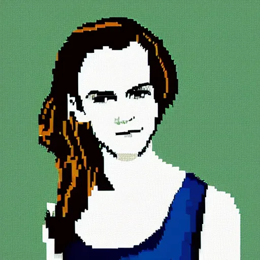 Prompt: pixel art of Emma Watson, minimalist