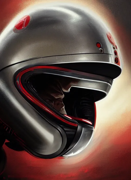 Prompt: a mechanical robotic shoei helmet for motogp highly detailed, digital painting, concept art, smooth, sharp focus, illustration, art by greg rutkowski