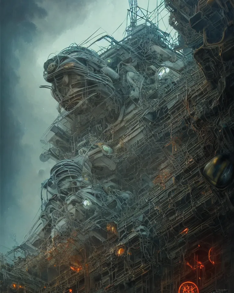 Image similar to low angle shot of a cyberpunk robot character in chernobyl, intricate, elegant, highly detailed, centered, digital painting, artstation, concept art, smooth, sharp focus, illustration, artgerm, tomasz alen kopera, peter mohrbacher, donato giancola, joseph christian leyendecker, wlop, boris vallejo