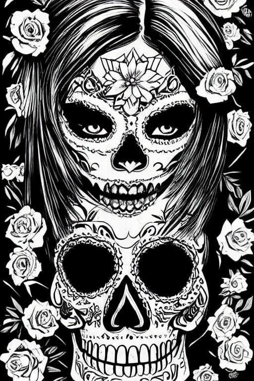 Image similar to Illustration of a sugar skull day of the dead girl, art by Al Feldstein