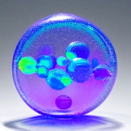 Image similar to the thing from fantastic four made of iridescent bubbles