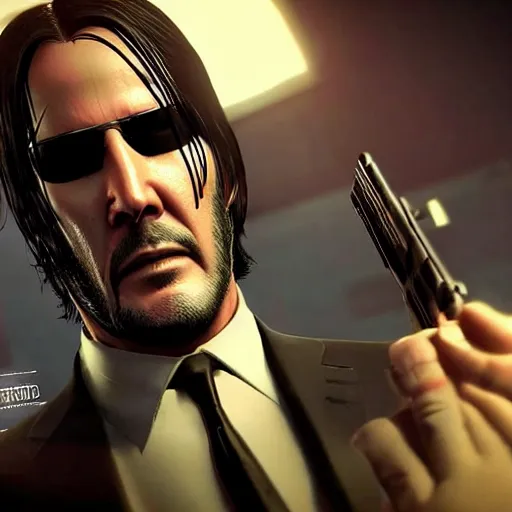 Prompt: john wick in a hitman game