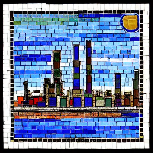 Prompt: grangemouth oil refinery in small mosaic tiles by erin hanson