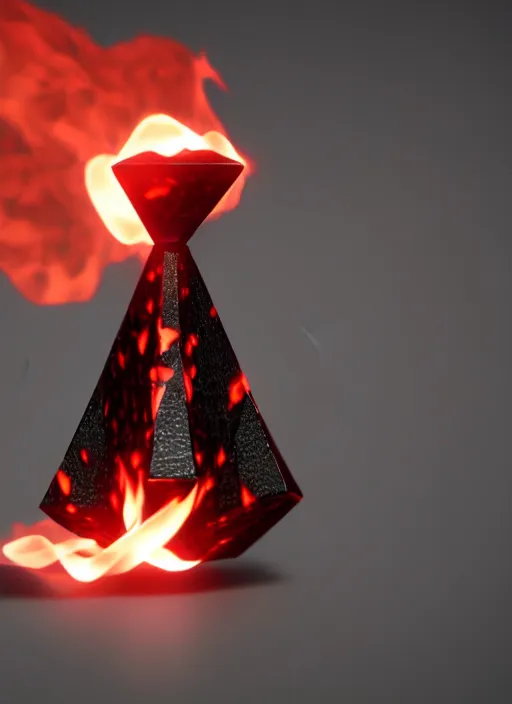 Image similar to rpg item, a black necklace with a red diamond pendant in flames, Unreal 5, DAZ, hyperrealistic, rpg style, octane render, dynamic lighting